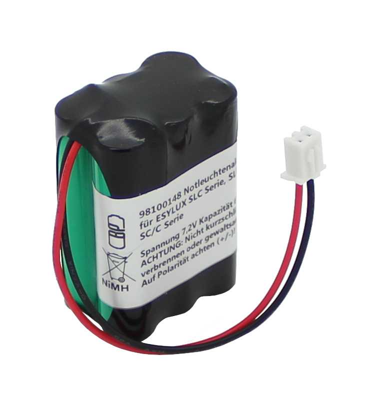 Bild von Notleuchtenakku NiMH 7,2V 600mAh F2x3 Micro AAA mit Kabel und Stecker ersetzt ESYLUX Akku EN10030956