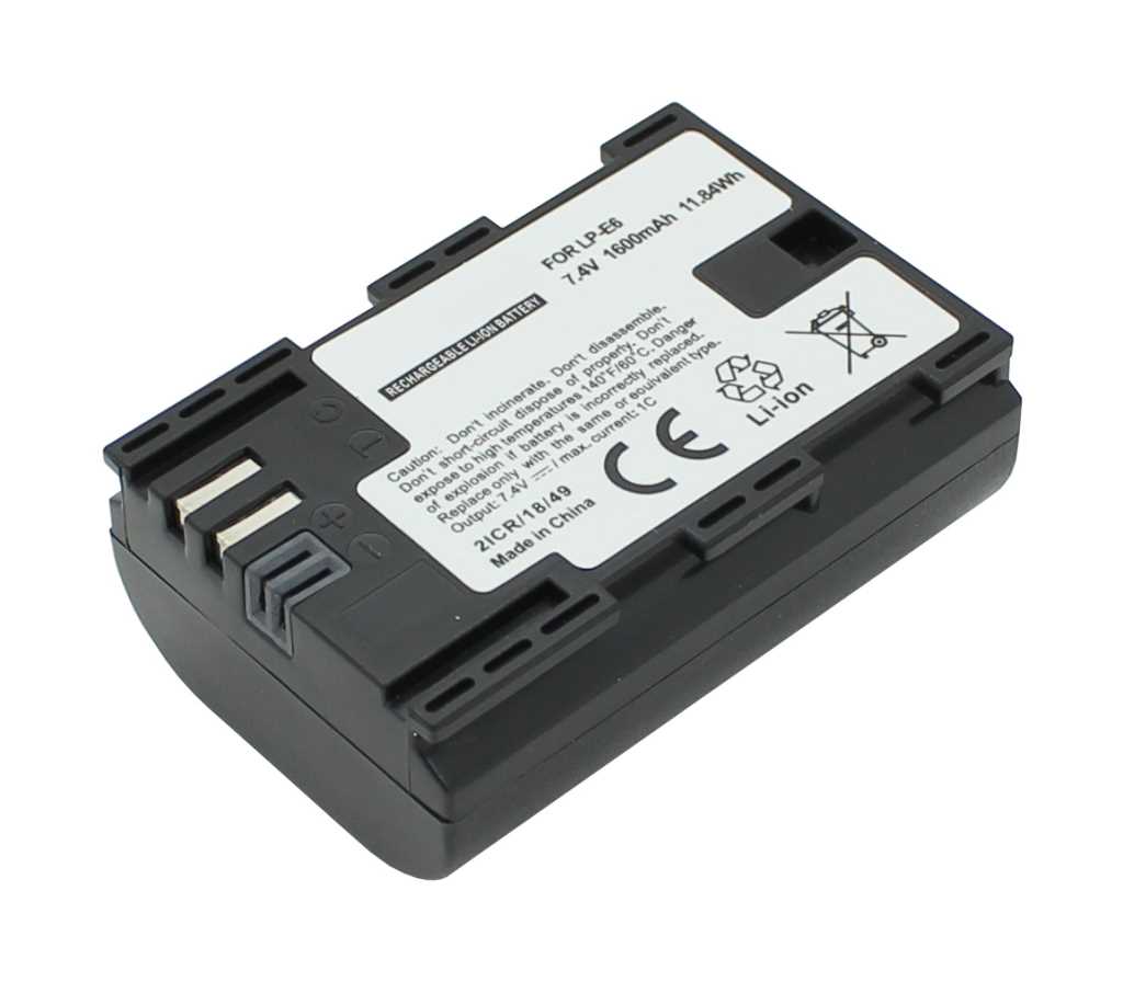 Bild von Digicam-Akku LiIon 7,4V 1600mAh ersetzt Canon LP-E6N