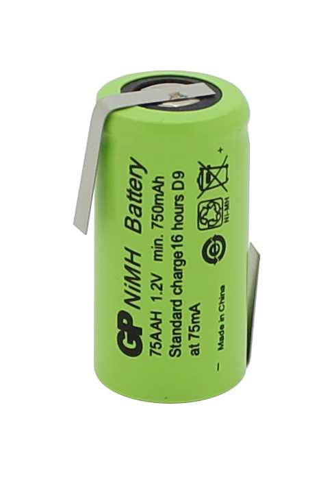 Bild von GP75AAH NiMH-Akku 2/3AA 1,2V 750mAh mit Lötfahnen Z-Form