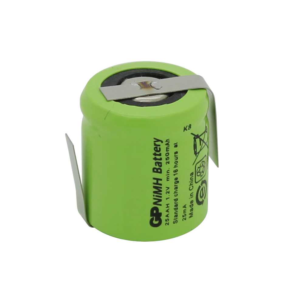 Bild von GP25AAH NiMH-Akku 1/3AA 1,2V 250mAh mit Lötfahnen Z-Form