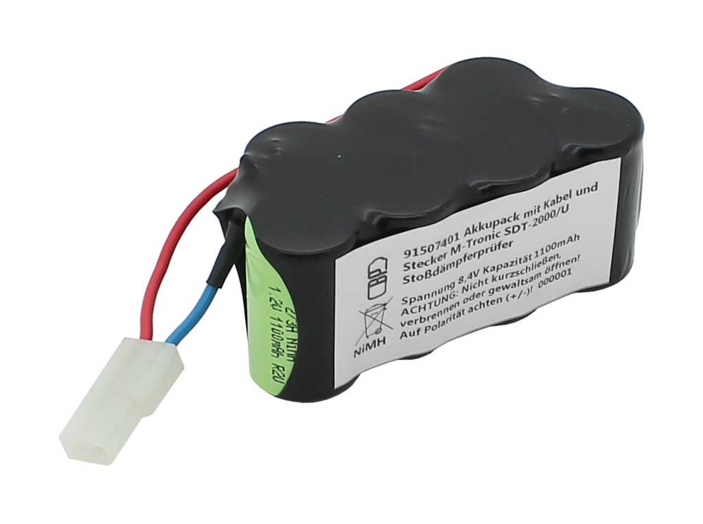 Bild von Messgeräteakku NiMH 8,4V 1100mAh mit Kabel und Stecker passend für M-Tronic SDT-2000/U Stoßdämpferprüfer