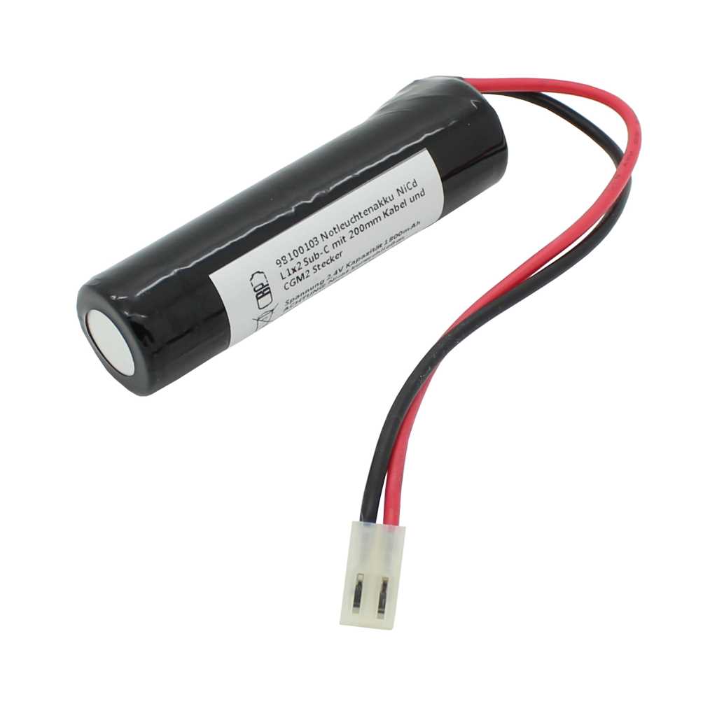 Bild von Notleuchtenakku NiCd 2,4V 1800mAh L1x2 Sub-C mit 200mm Kabel und CGM2 Stecker ersetzt Elubat D-SC1800BTx2-MOLEX/5239