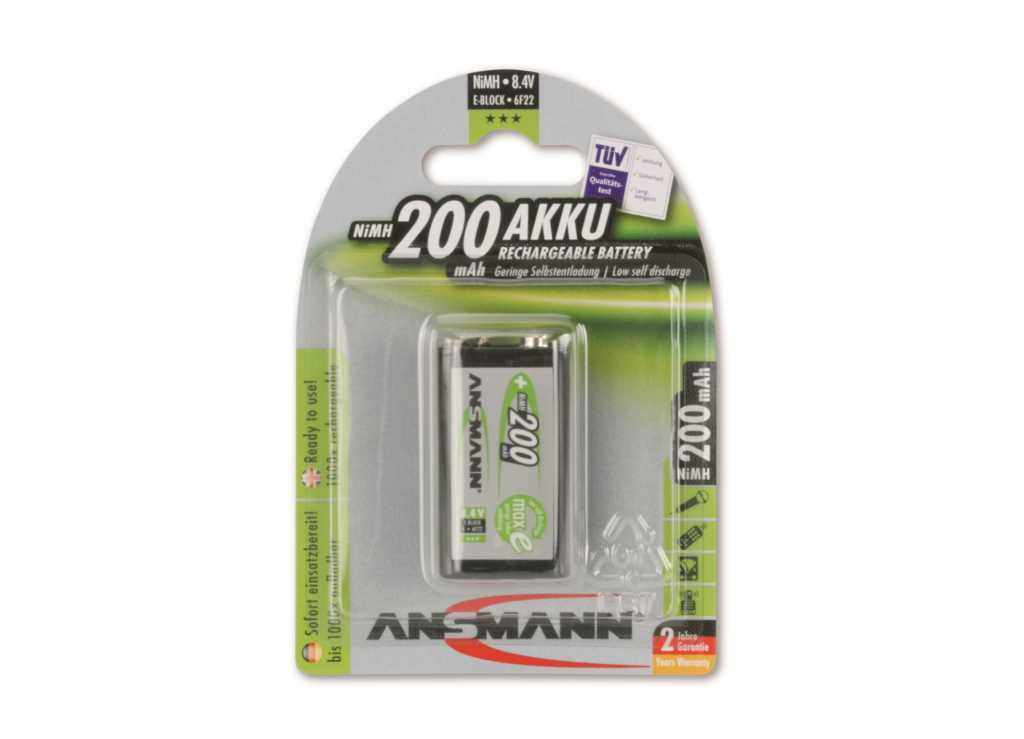 Bild von Ansmann maxE NiMH-Akku E-Block 200mAh 5035342